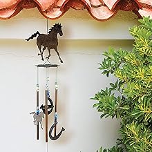 rustic cowboy style horse wind chime hanging windchime horseshoe garden and home decoration