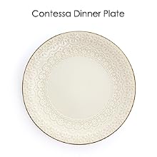 dinnerware set lace ivory cream white stoneware 16 piece service for 4 embossed dish plate scalloped