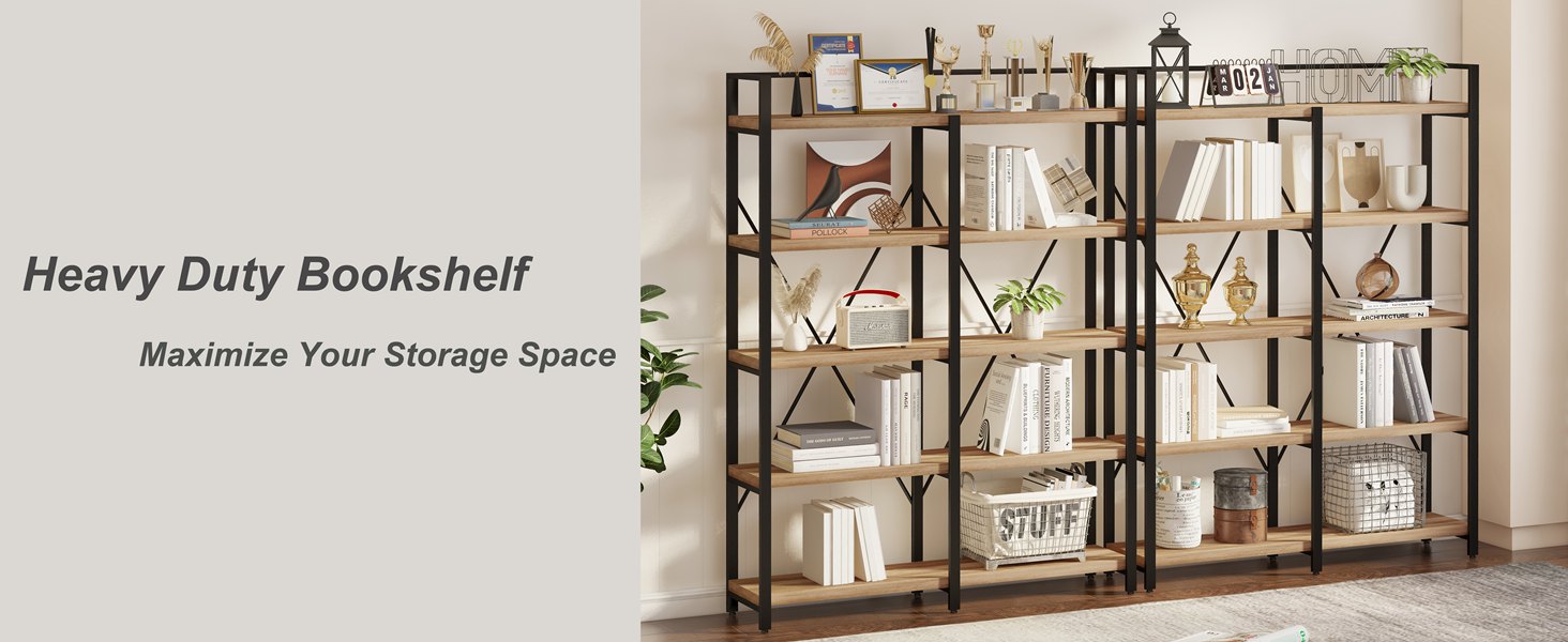 5 Tier Industrial Bookshelf