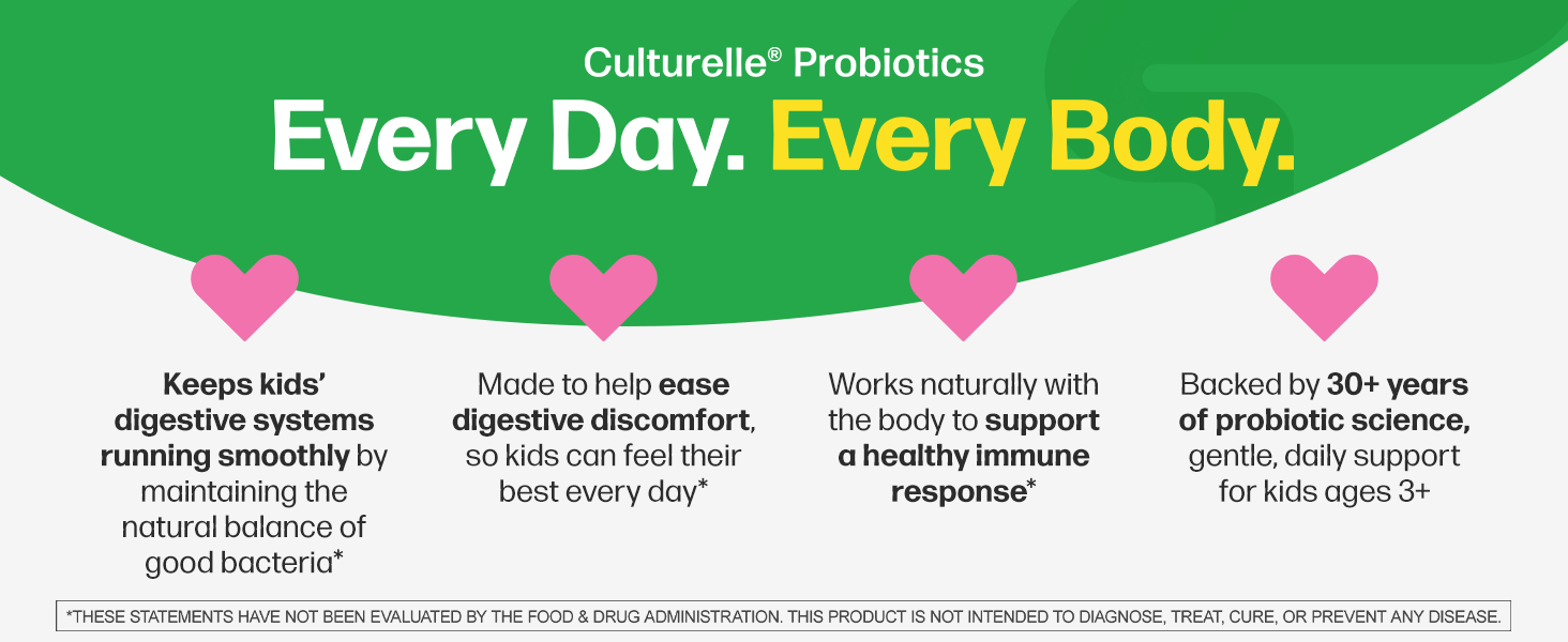 Pediatric probiotic chewables formulated for children 3 to 12 years