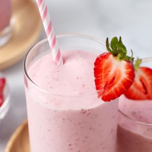 strawberry smoothie mixed with vanilla protein powder