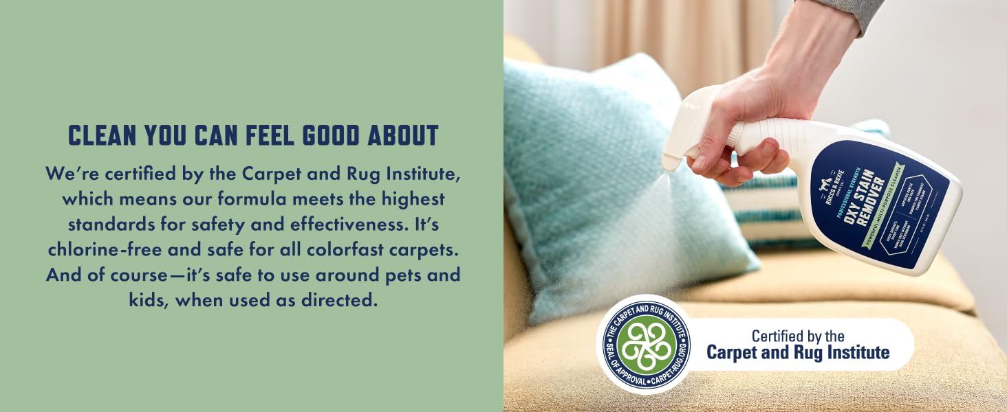 Clean You Can Feel Good About. Certified by the Carpet and Rug Insititute