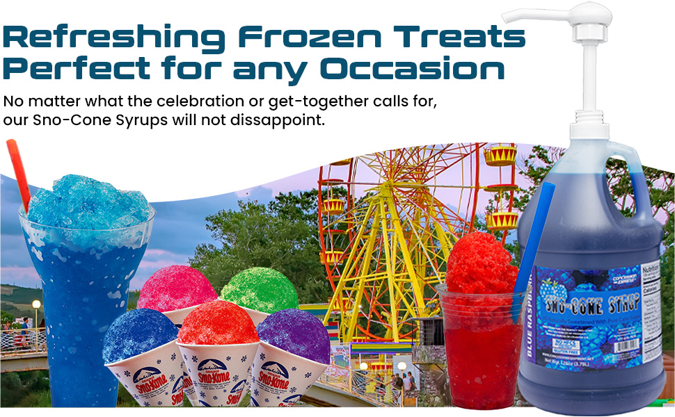 Pure Cane Sugar Sno-Cone Syrup Four One-Gallons with Pump Choose the Flavor