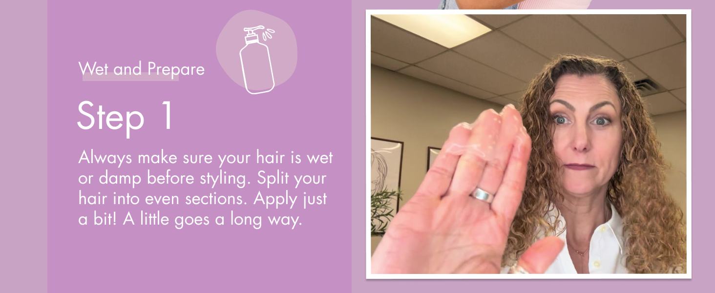 Step one wet and prepare, always make sure your hair is wet and damp before styling