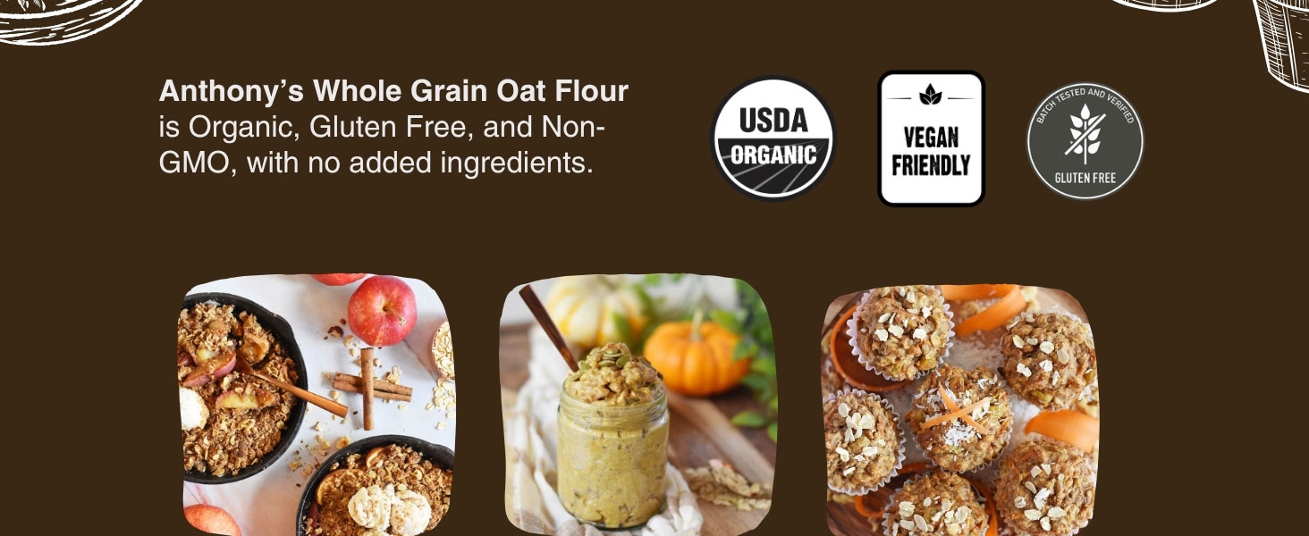 Whole Grain Oat Flour, oats, spices, flour, gluten free, vegan, keto
