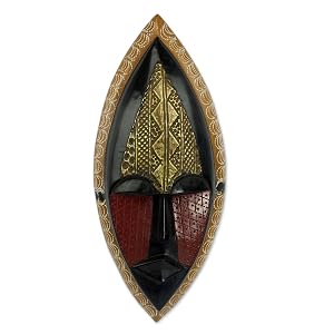 NOVICA Mask,Wall Decor,Wall Hanging, Home Decor,Handmade,Wall Art,Multicolor Mask, Black,Wooden Mask