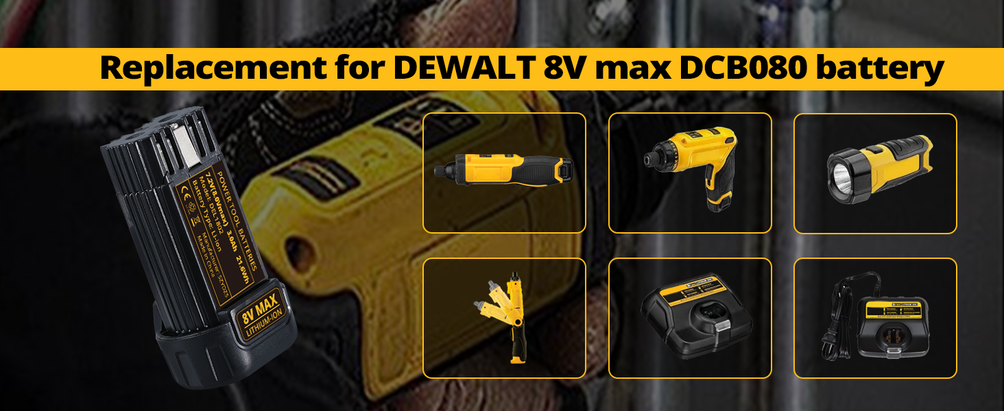 replacement for dewalt 8V battery