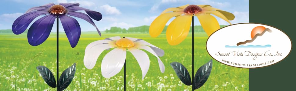 sunset vista designs co inc colorful flower garden stakes and spinners floral yard decorations