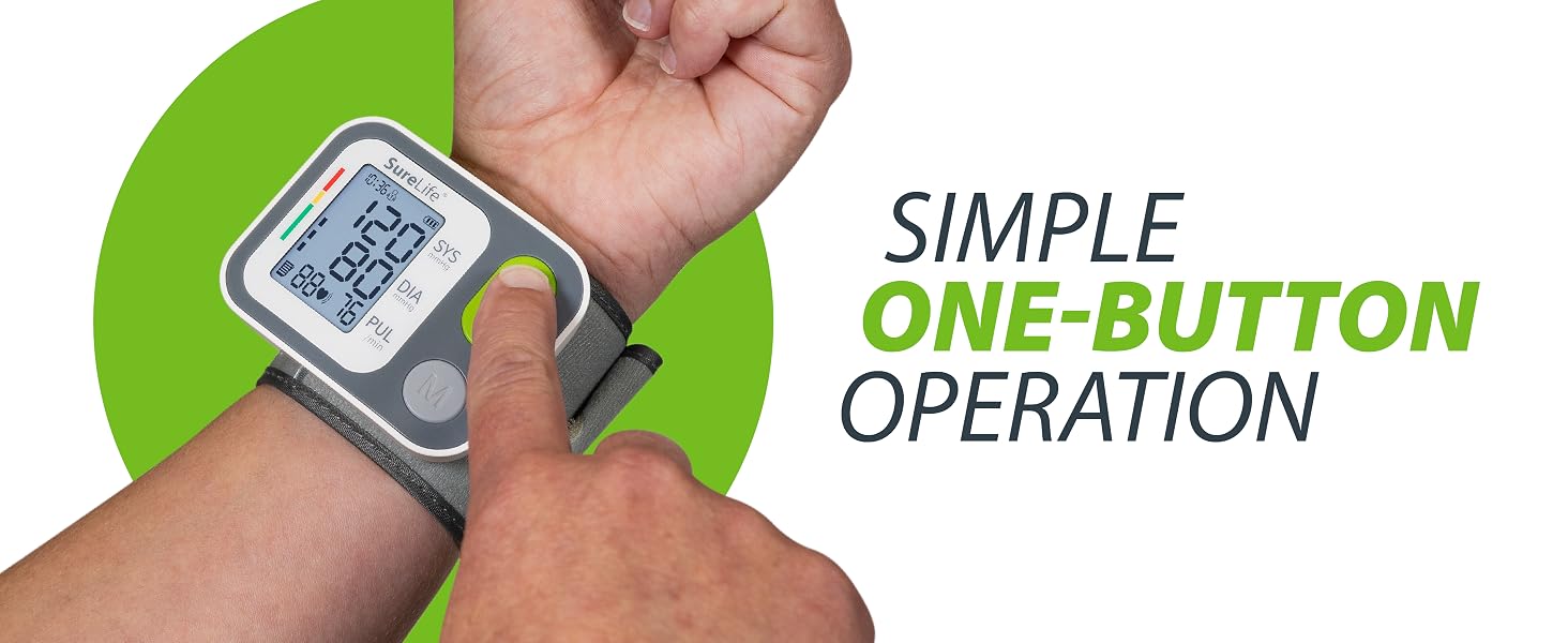 SureLife Wrist Blood Pressure Mointor - Simple, One-Button Operation