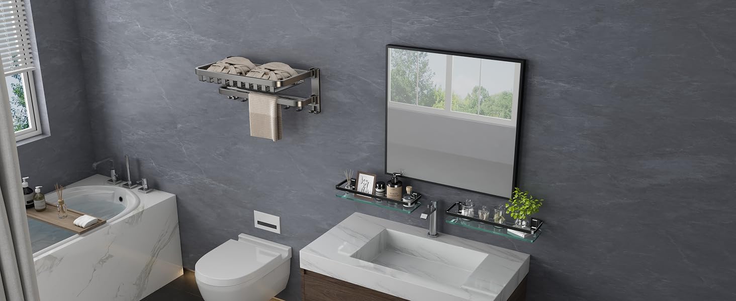 bathoom glass shelf