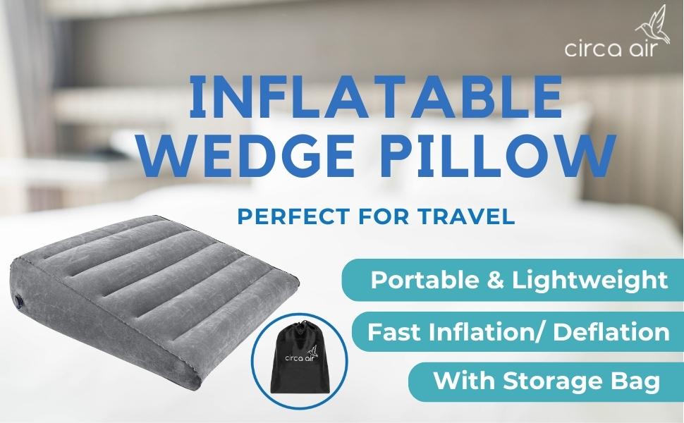 Inflatable Wedge Pillow by Circa Air For Travel. Bed wedge for Sleeping