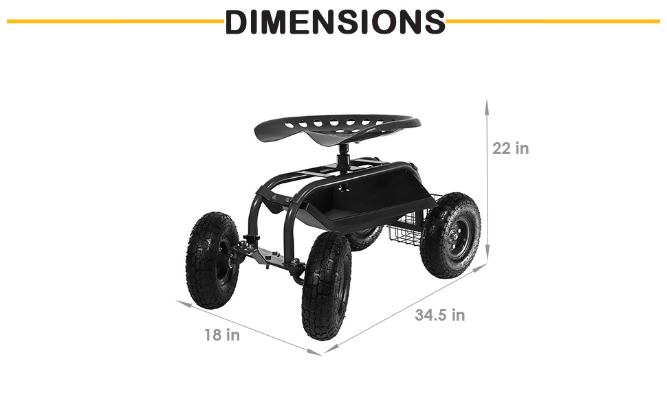 34.5 inch long x 18 inch wide x 22 inch high, weighs 29 pounds, 300 pound weight capacity