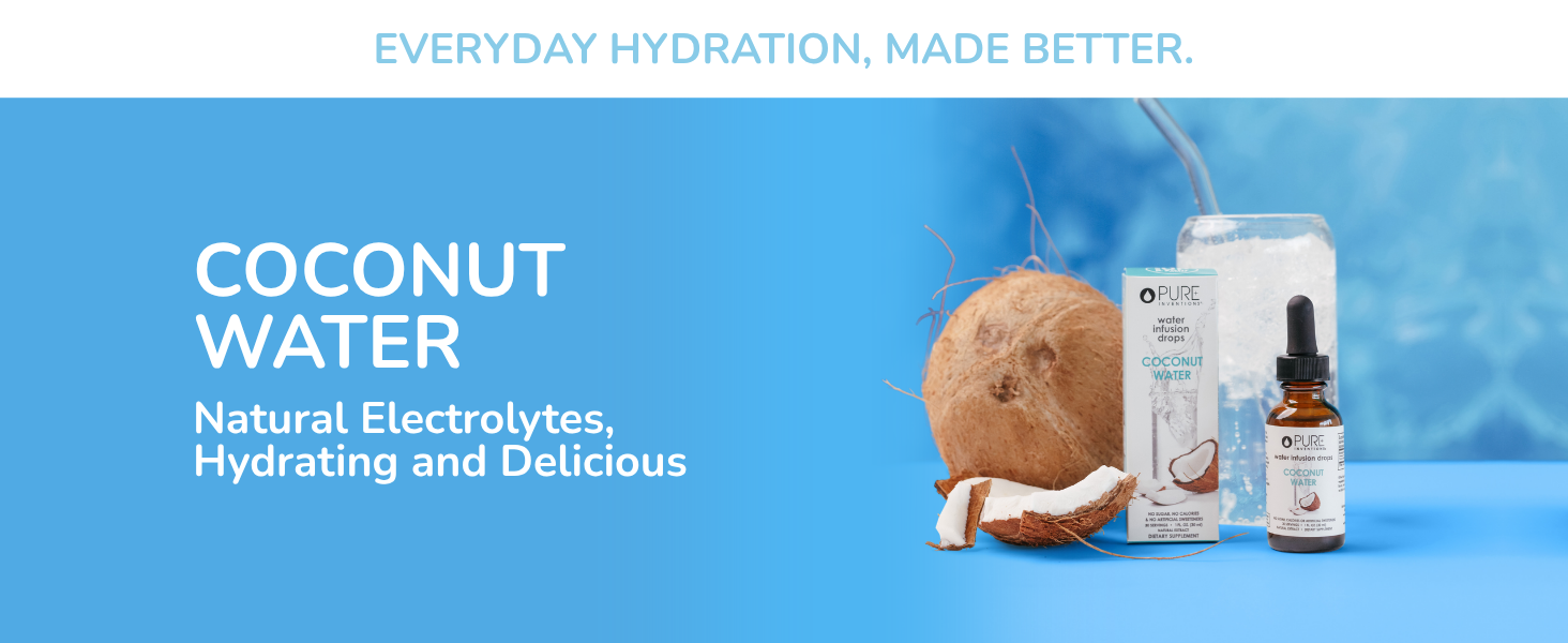 Coconut Water, Natural Electrolytes, Hydrating and Delicious