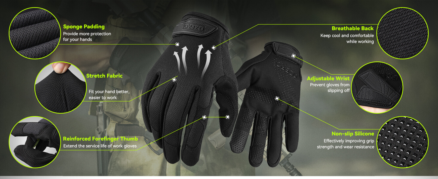 Breathable, heavy-duty men&amp;#39;s work gloves construction garden gloves with a secure grip, touchscreen