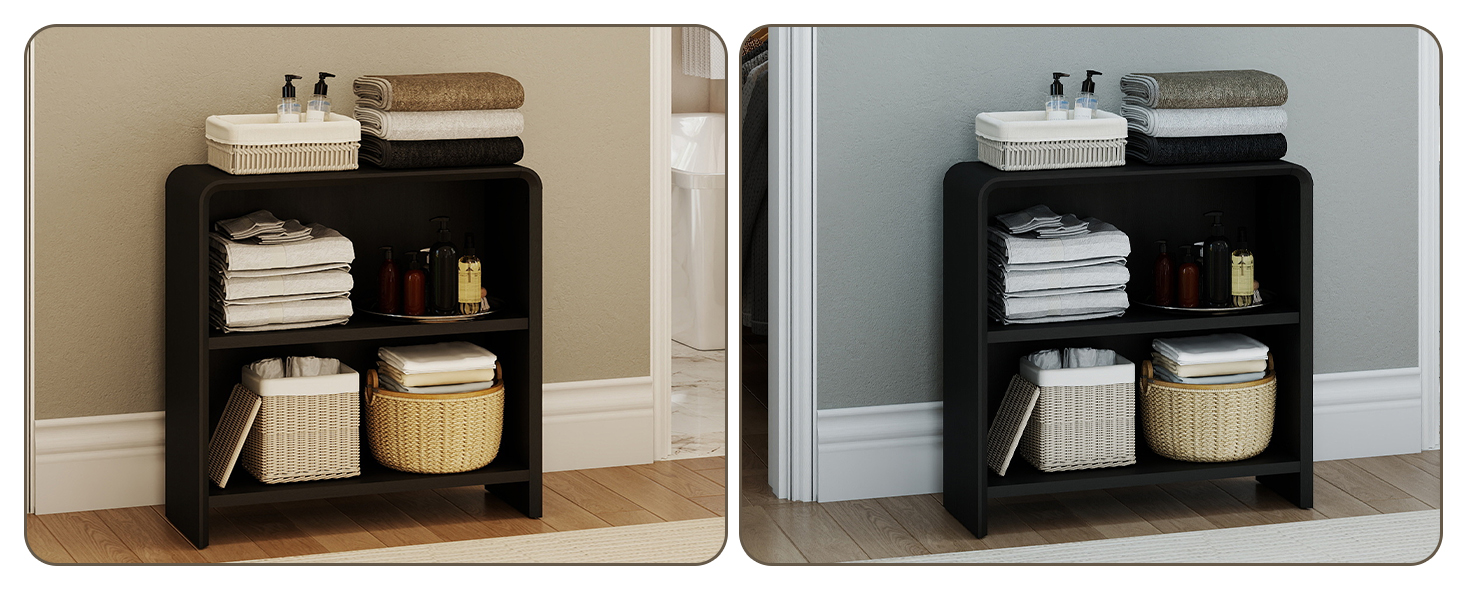 2 tiers bookcase arch design black