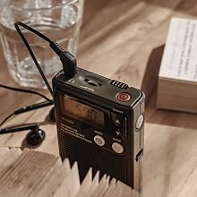 SANGEAN DT-200X portable AM FM pocket radio with selectable stereo/mono switch and 3.5mm Stereo Jack