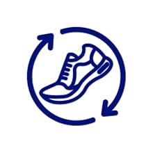 arrows circling around athletic shoe icon