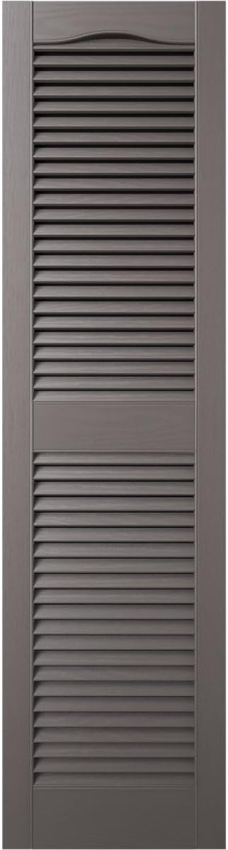 Ekena Millwork Lifetime Vinyl LL1S12X02500PG Standard Cathedral Top Center Mullion, Open Louver Vinyl Shutters, w/Installation Shutter-Lok's & Matching Screws (Per Pair), 12'W x 25'H, Paintable