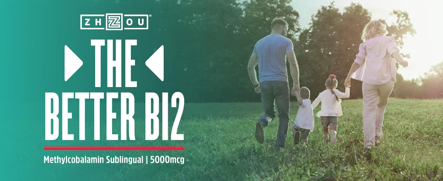 a family walking outdoors in the grass - zhou the better b12 methylcobalamin sublingual 5000mcg