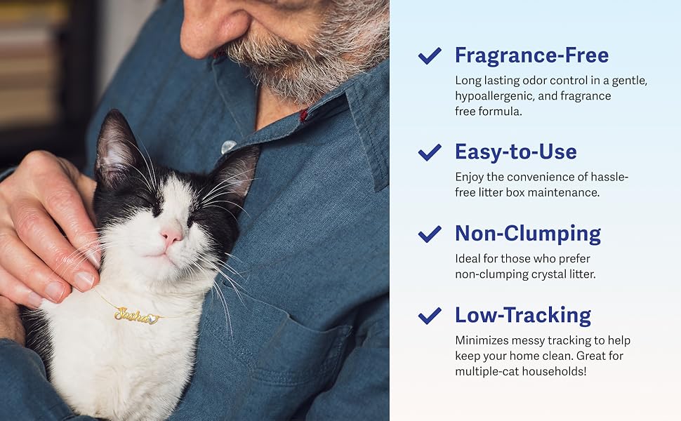 fragrance free non-clumping low tracking easy to use features crystal cat litter