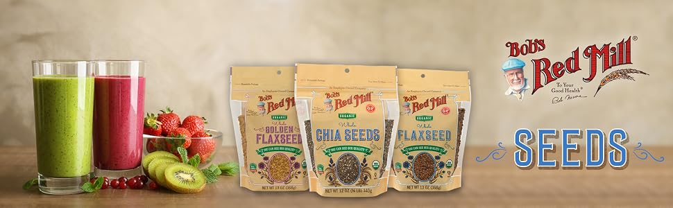 Bob's Red Mill Golden Flaxseed, Chia seeds and Whole Flaxseed