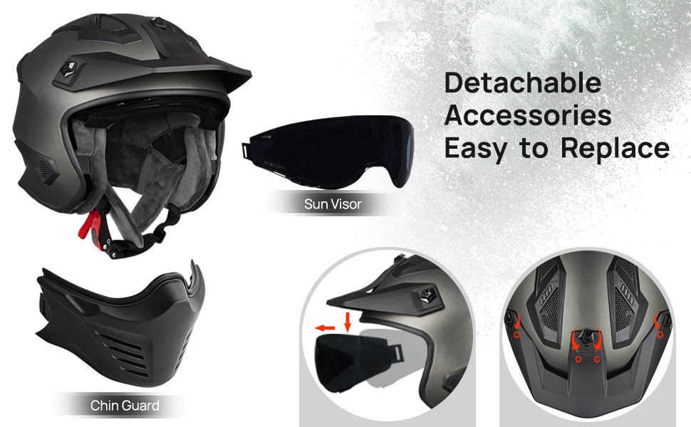 Open Face Motorcycle Half Open Face Helmet DOT Retro Vintage Men Women Moped Cruiser Scooter