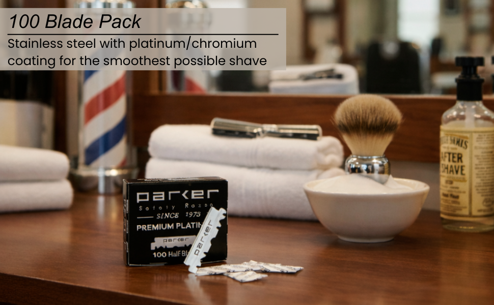 Parker Safety Razor, Premium Platinum Single Edge Razor Blades -100 Count