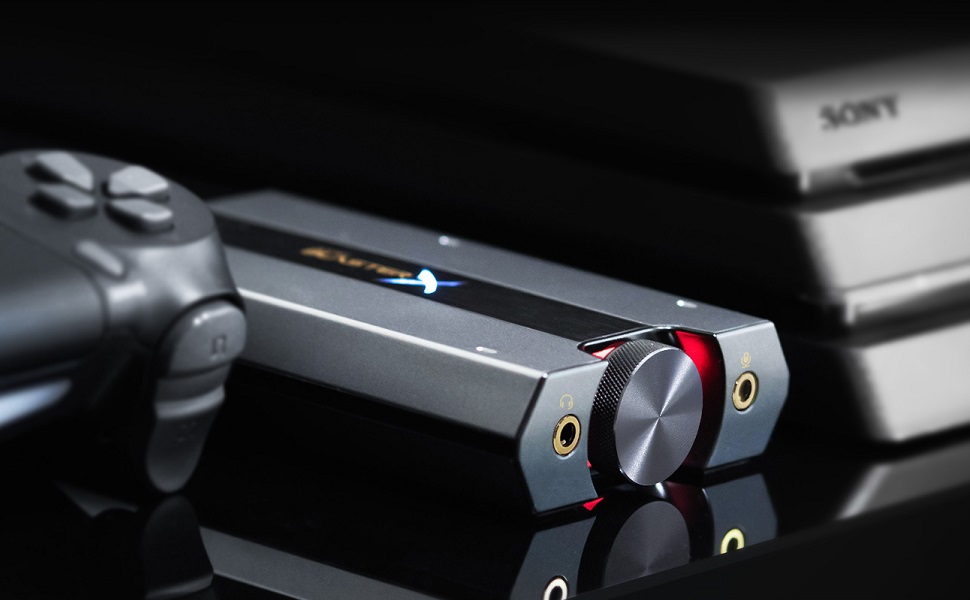 sound blasterx g6 usb dac beside playstation 4