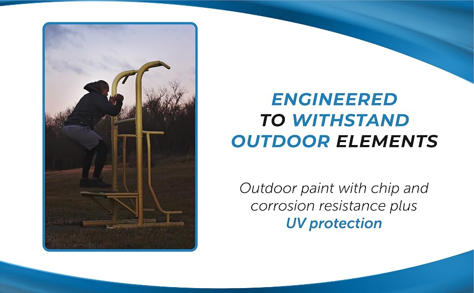Outdoor fitness tower, dip tower, power tower, pull up bar