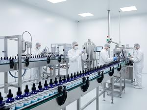 HoneyCombs supplement bottles displayed in a clean manufacturing