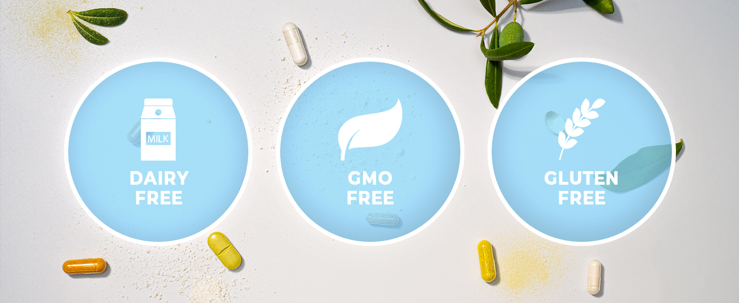 Product Actions Dairy GMO Gluten Capsules Tablets Blue
