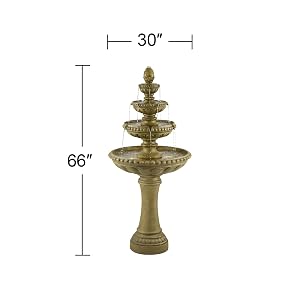 Sag Harbor 66&amp;#34; High Stone 4-Tier LED Outdoor Floor Fountain