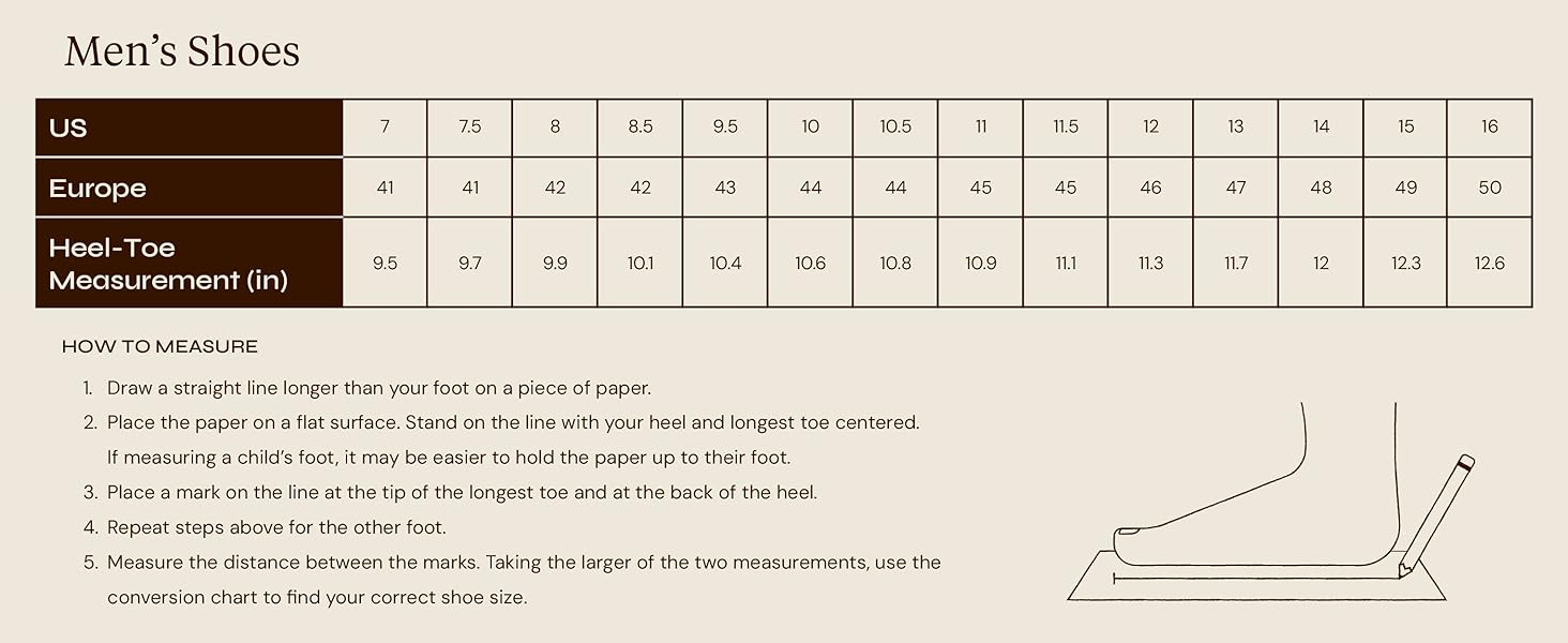 size chart mens