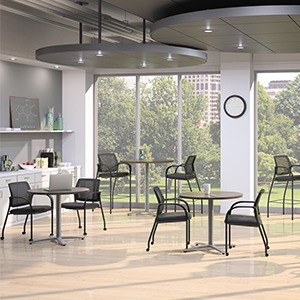 Common area, guest seating, table