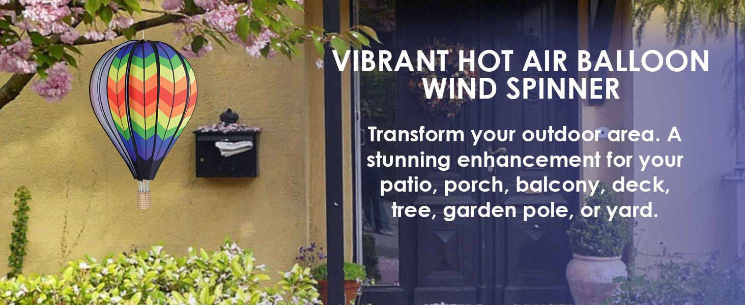 Kinetic garden ornament, outdoor hanging spinner, vibrant yard decor, wind-powered art installation