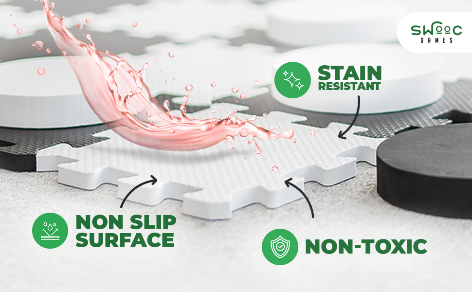 EVA foam squares are stain resistant, non-toxic, and has a non slip surface
