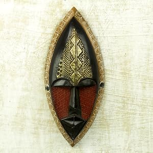 NOVICA Mask,Wall Decor,Wall Hanging, Home Decor,Handmade,Wall Art,Multicolor Mask, Black,Wooden Mask