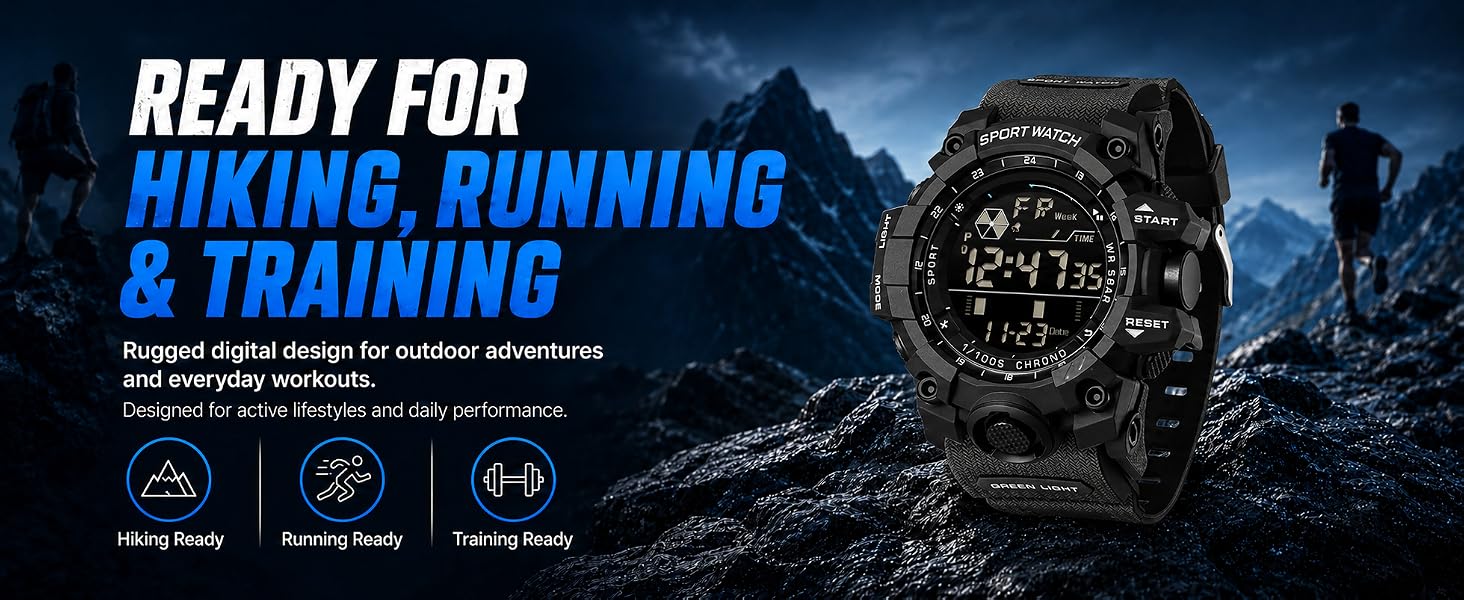 Mens Military Multifunction Digital LED Watch