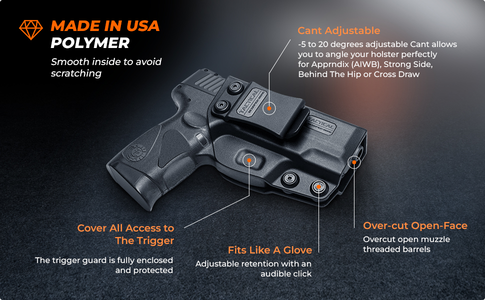 Tactical scorpion gear inside waist band polymer holster