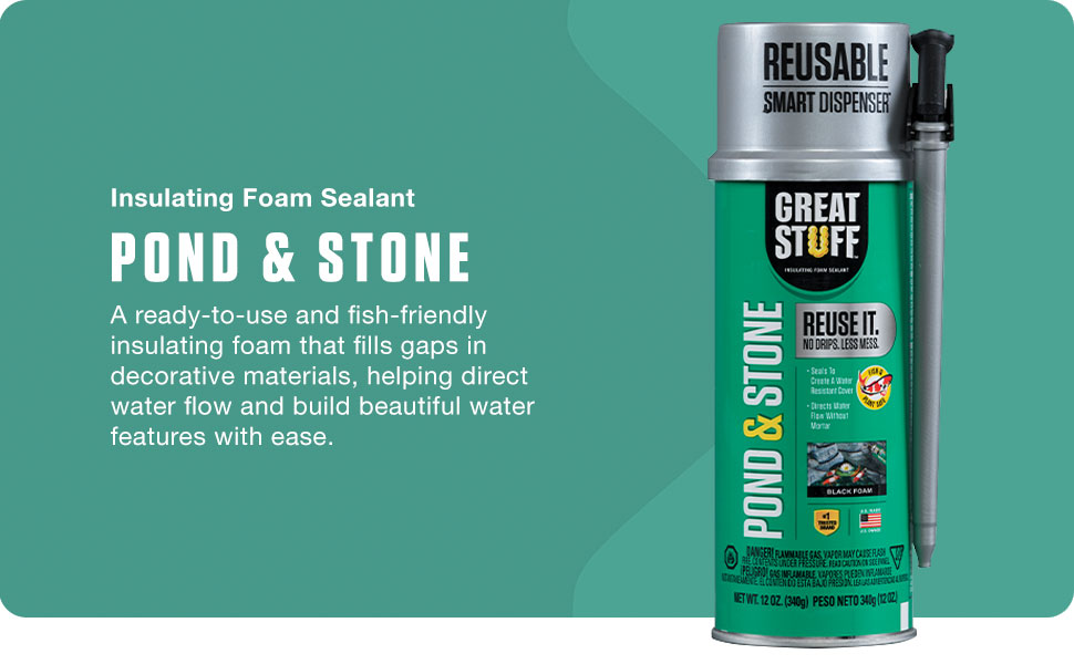 Ready-to-use and fish-friendly insulating foam for decorative and outdoor materials.