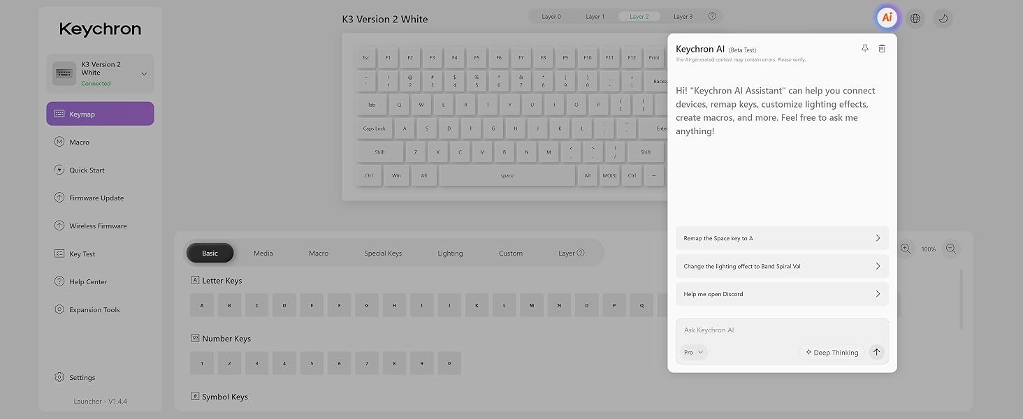 Keychron K3 Version 2 QMK 75% Wireless Low-Profile Mechanical Keyboard