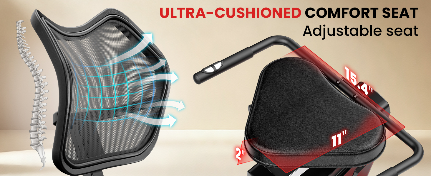 Ergonomic, breathable backrest with an extra-large, thick heart-shaped seat cushion