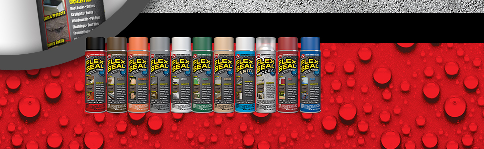 Group shot of all colors of Flex Seal Spray