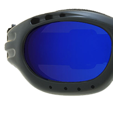 motorcycle biker goggles sun glasses shades blue mirror revo lens strap foam blocks wind