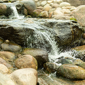 Water flowing on rocks