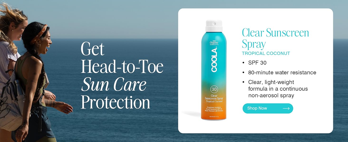 get head-to-toe sun care protection-Clear Sunscreen Spray- Tropical Coconut