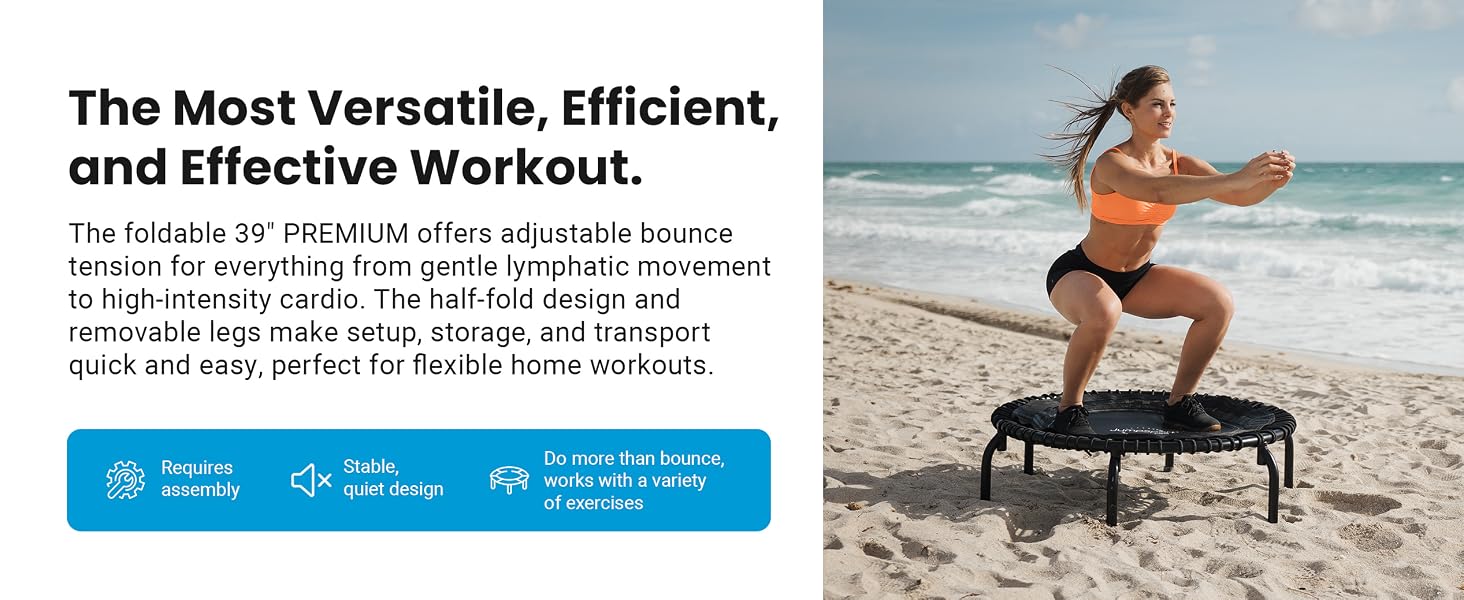 JumpSport 39in In-Home Fitness Trampoline Versatile, Efficient, and Effective