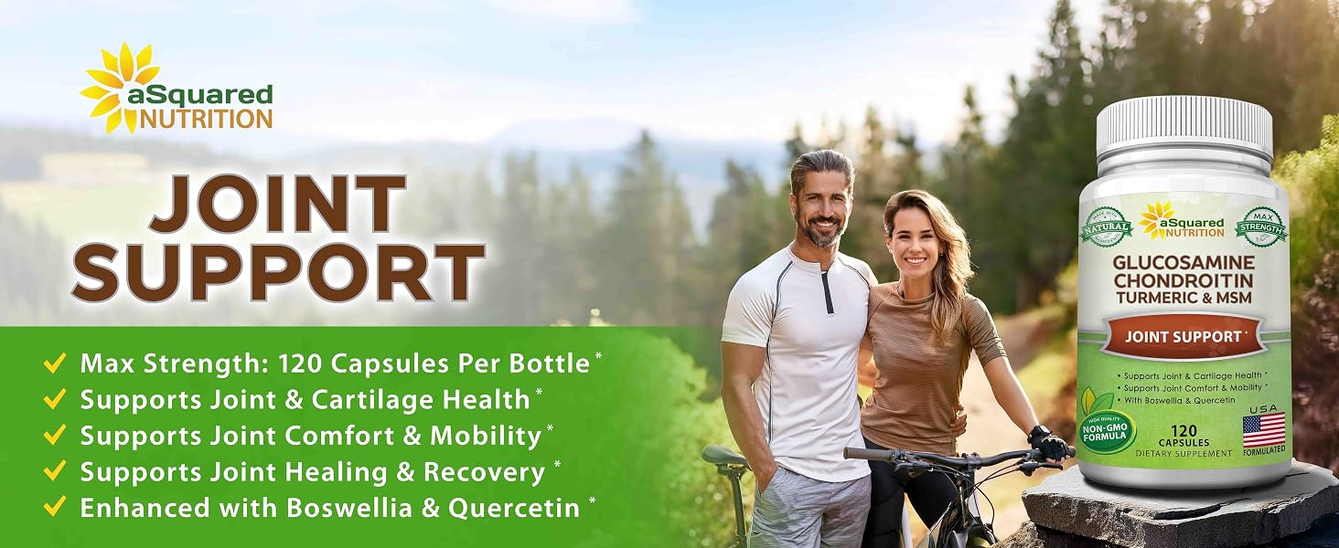 Joint Support with Glucosamine Boswellia Chondroitin Turmeric Quercetin MSM Bromelain Methionine