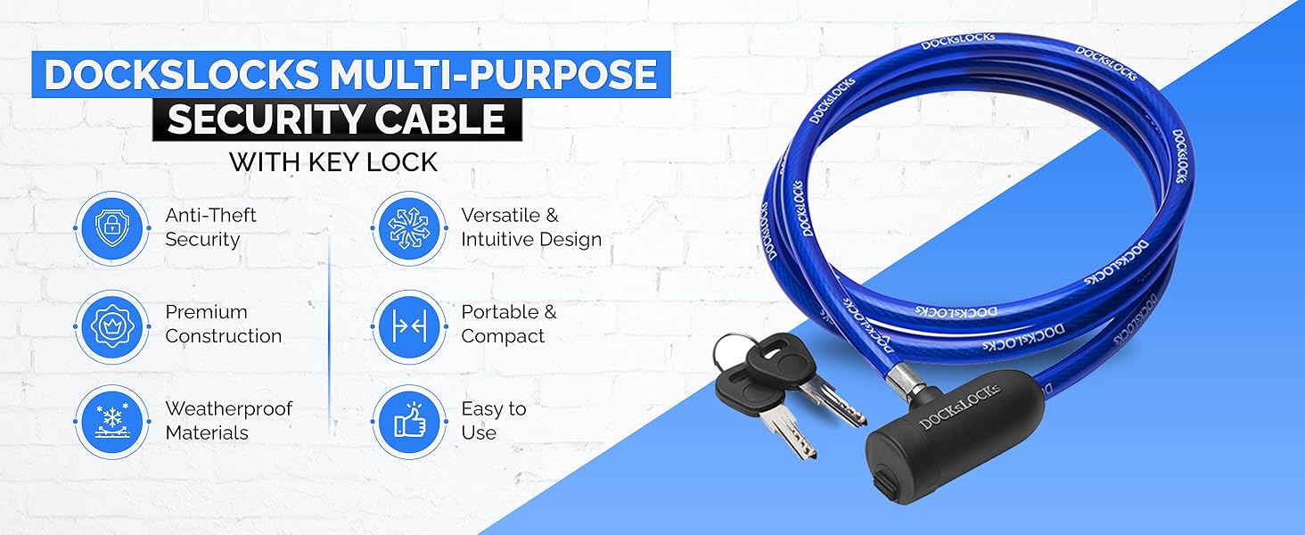 DocksLocks security cable with key lock multipurpose and weatherproof full size banner