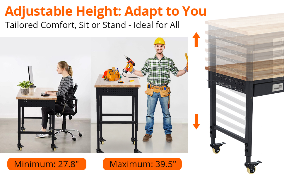 48" x 24" Adjustable Workbench 2000 Lbs